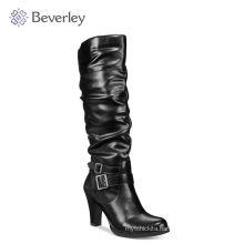comfortable black wrinkle knee high women shoes boots